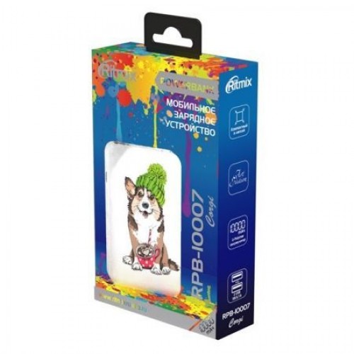 Зарядное устройство Ritmix RPB-10007 Corgi, 10000 мА/ч Li-pol, 2.1A 2xUSB