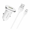Зарядное автомобильное устройство Borofone BZ12A QC3.0, 3.6-12В, 3A USB+ кабель Micro USB, белое