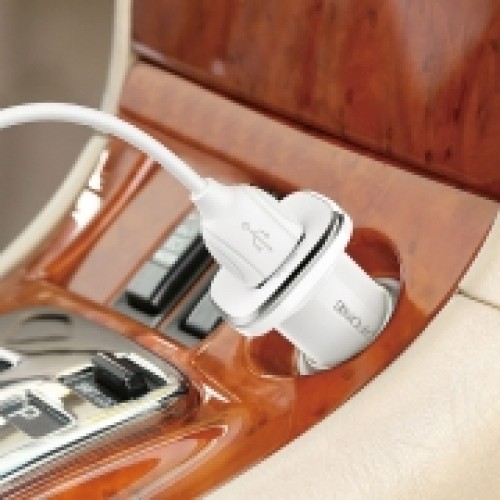 Зарядное автомобильное устройство Borofone BZ12A QC3.0, 3.6-12В, 3A USB+ кабель Micro USB, белое