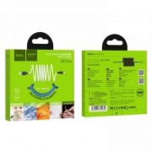 Кабель USB 2.0 Am=>Apple 8 pin Lightning, 1 м, силикон, голубой, Hoco X21 Plus