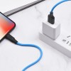Кабель USB 2.0 Am=>Apple 8 pin Lightning, 1 м, силикон, голубой, Hoco X21 Plus