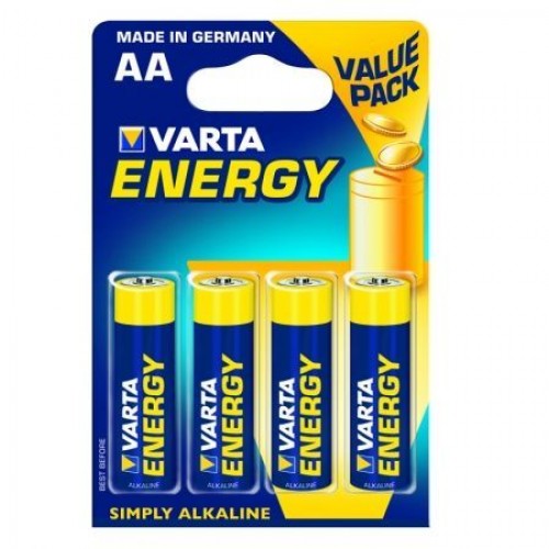 Батарейка AA Varta LR6/4BL Energy, щелочная, 4 шт, в блистере (4106)