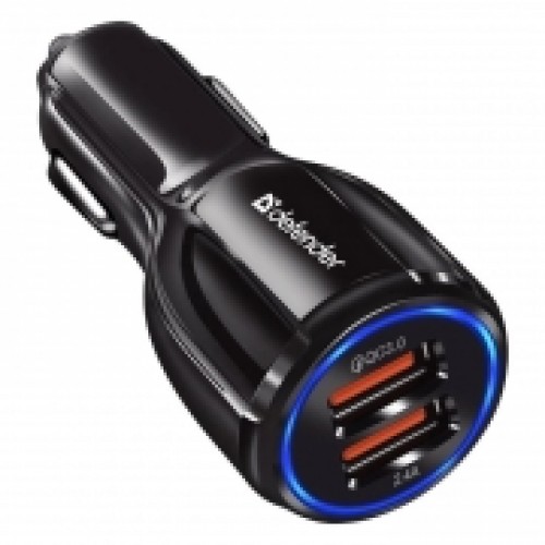 Зарядное автомобильное устройство Defender UCA-100, QC3.0 1xUSB + 2.4A 1xUSB (83833)