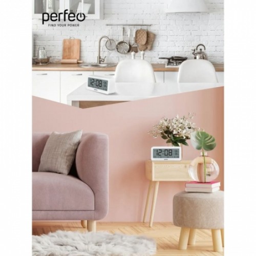 Метеостанция Perfeo PF-S8826 Vento с часами и будильником, белая (PF_C3574)