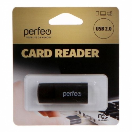 Карт-ридер внешний USB Perfeo PF-VI-R023 для microSD, черный (PF_С3793)