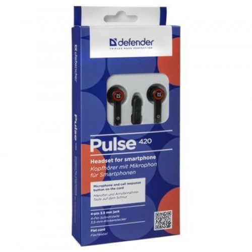 Гарнитура Defender Pulse-420 для мобильных устройств, черно-красная (63424)