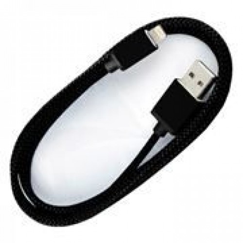 Кабель USB 2.0 Am=>Apple 8 pin Lightning, хлопок/металл, 1.2 м, черный, Smartbuy (iK-512met black)