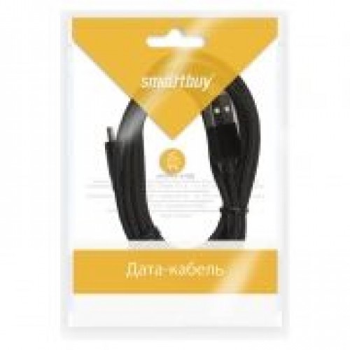 Кабель USB 2.0 Am=>Apple 8 pin Lightning, хлопок/металл, 1.2 м, черный, Smartbuy (iK-512met black)