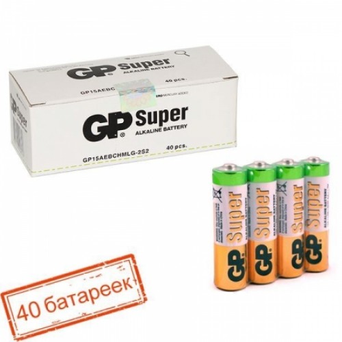 Батарейка AA GP Super Alkaline LR6/2SH, 40 шт, коробка (GP 15A-OS2)
