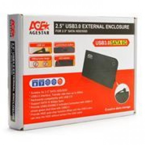 Внешний контейнер для 2.5 HDD S-ATA AgeStar 3UB2A14, алюминиевый, черный, USB 3.0"