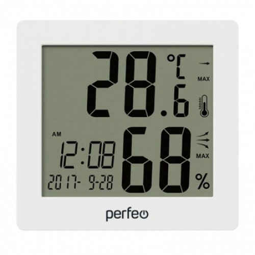 Метеостанция Perfeo PF-S2110AS Cubo с часами и будильником, белая (PF_C3583)
