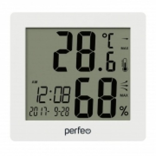 Метеостанция Perfeo PF-S2110AS Cubo с часами и будильником, белая (PF_C3583)