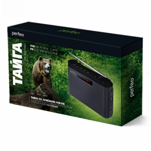 Радиоприемник Perfeo ТАЙГА УКВ/FM, MP3, AUX, аккумулятор, бордовый (PF_C4940)