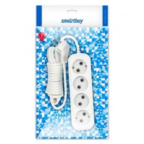 Удлинитель сетевой Smartbuy, 4 розетки, 5 м, 10А/2.2кВт без заземления (SBE-10-4-05-N)