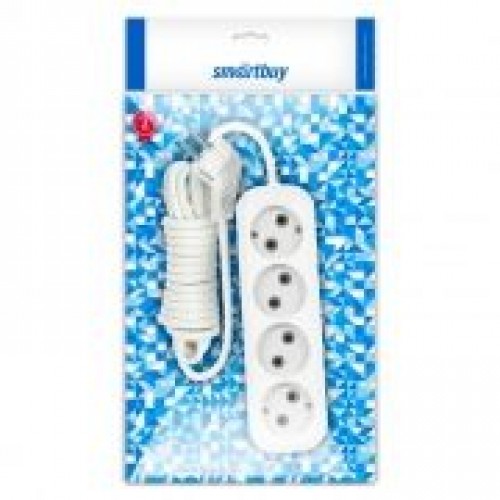 Удлинитель сетевой Smartbuy, 4 розетки, 5 м, 10А/2.2кВт без заземления (SBE-10-4-05-N)