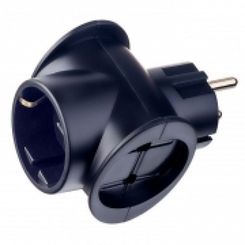 Переходник тройник Perfeo RU POWER 3T1, 1гн/з, 2гн/бз, черный, 220В 16А (PF_C3362)