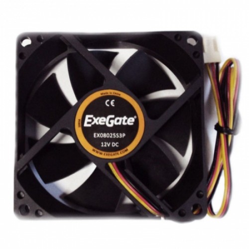 Вентилятор 80 x 80 x 25, 3 pin, 12V, 1800 об/мин, втулка, кабель 30 см, Exegate (EX08025S3P)