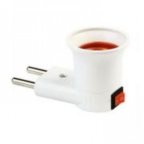Переходник цокольный AC 220V-E27 с выключателем, Smartbuy (SBE-A-L-E27)