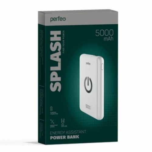 Зарядное устройство Perfeo Powerbank, 5000 мА/ч, 2.1A 2xUSB, белое (PF_B4295)