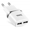 Зарядное устройство Hoco C12 Dual 2.4А 2xUSB, белое