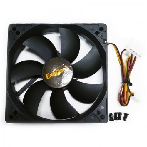 Вентилятор 120 x 120 x 25, 3 pin/4 pin Molex, 12V, 1200 об/мин, втулка, 40 см, Exegate (EX12025S3PM)