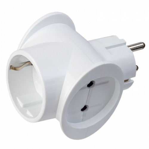 Переходник тройник Perfeo RU POWER 3T1, 1гн/з, 2гн/бз, белый, 220В 16А (PF_C3361)