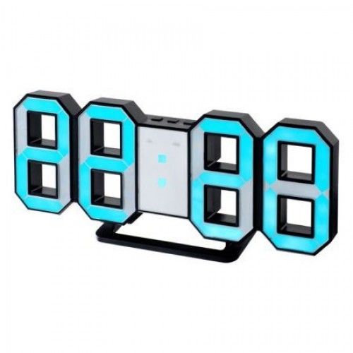 Часы будильник Perfeo LUMINOUS", черный корпус/синяя LED подсветка (PF_5199)"