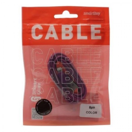 Кабель USB 2.0 Am=>Apple 8 pin Lightning, 1.2 м, фиолетовый, Smartbuy (iK-512c violet)