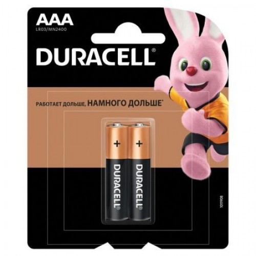 Батарейка AAA Duracell LR03-2BL, 2 шт, блистер (MN2400)