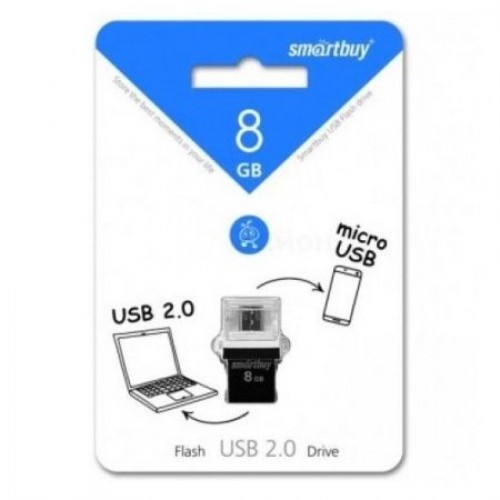 8Gb Smartbuy POKO Black OTG USB/microUSB, совместим с Android (SB8GBPO-K)