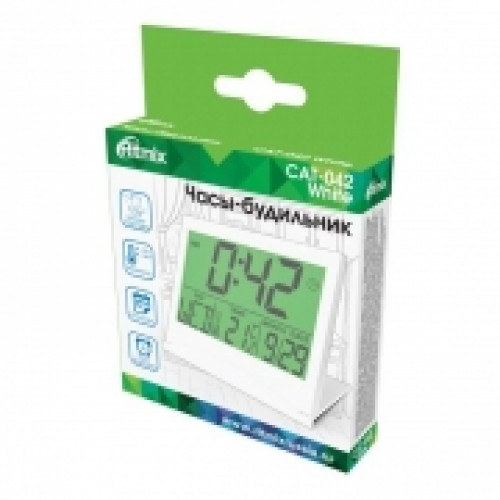 Часы будильник Ritmix CAT-042, температура, дата, складной корпус, белые