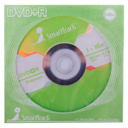 Диск DVD+R Smarttrack 4,7 Gb 16x в бумажном конверте (ST000702)