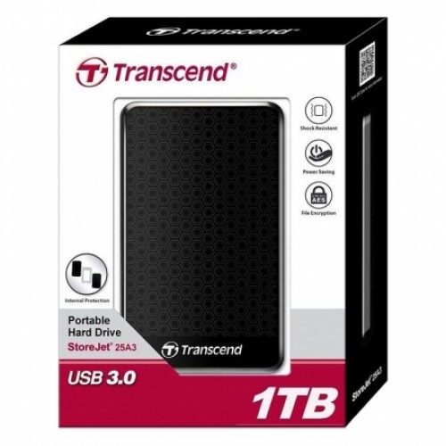 2.5 1TB Transcend StoreJet 25A3 Black USB3.1 (TS1TSJ25A3K)"