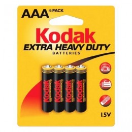 Батарейка AAA Kodak Extra Heavy Duty R03, солевая, 4шт, термопленка (K3AHZ-S4)