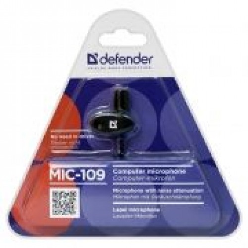 Микрофон Defender MIC-109 черный, на прищепке (64109)