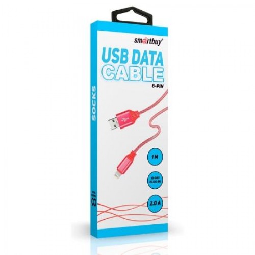 Кабель USB 2.0 Am=>Apple 8 pin Lightning, 1 м, нейлон, черный, Smartbuy (iK-512NSbox black)