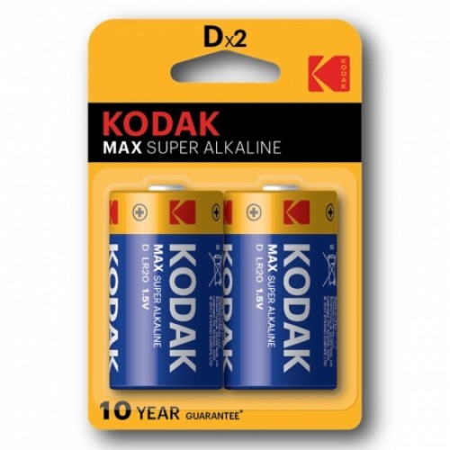 Батарейка D Kodak MAX LR20-2BL Alkaline, 2шт, блистер