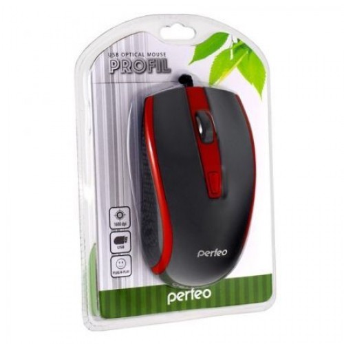 Мышь Perfeo Profil, чёрно-красная, USB (PF-383-OP-B/RD) (PF_4928)