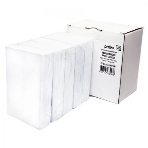 Бумага A6 Perfeo глянцевая 260 г/м, 10x15 см, 500 листов (PF-GLA6-260/500) (G05)
