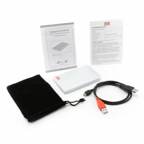 Внешний контейнер для 2.5 HDD S-ATA AgeStar SUB2O1, алюминиевый, серебристый, USB 2.0"