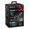 Гарнитура Bluetooth Defender Twins 639 TWS, вставная, зарядный кейс, чёрная (63639)