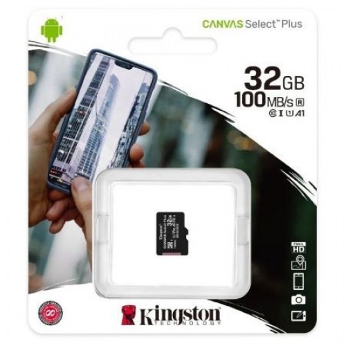 Карта памяти Micro SDHC 32Gb Kingston Class 10 Canvas Select + UHS-I U1 A1, 100 Мб/с (SDCS2/32GBSP)