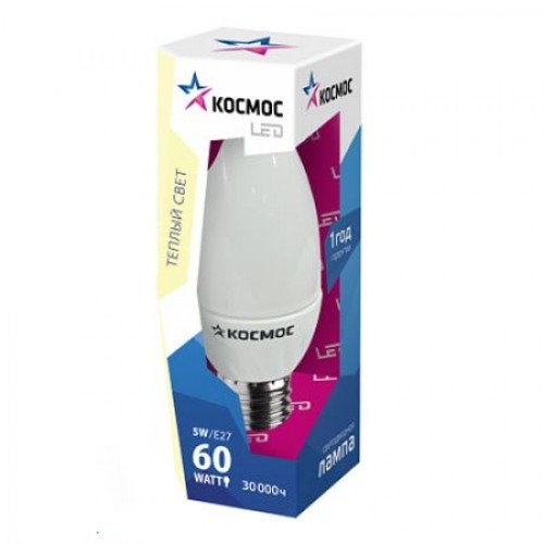 Светодиодная (LED) лампа Космос CW Свеча на ветру" 5W/3000/E27 (Lksm_LED5wCWE2730)"
