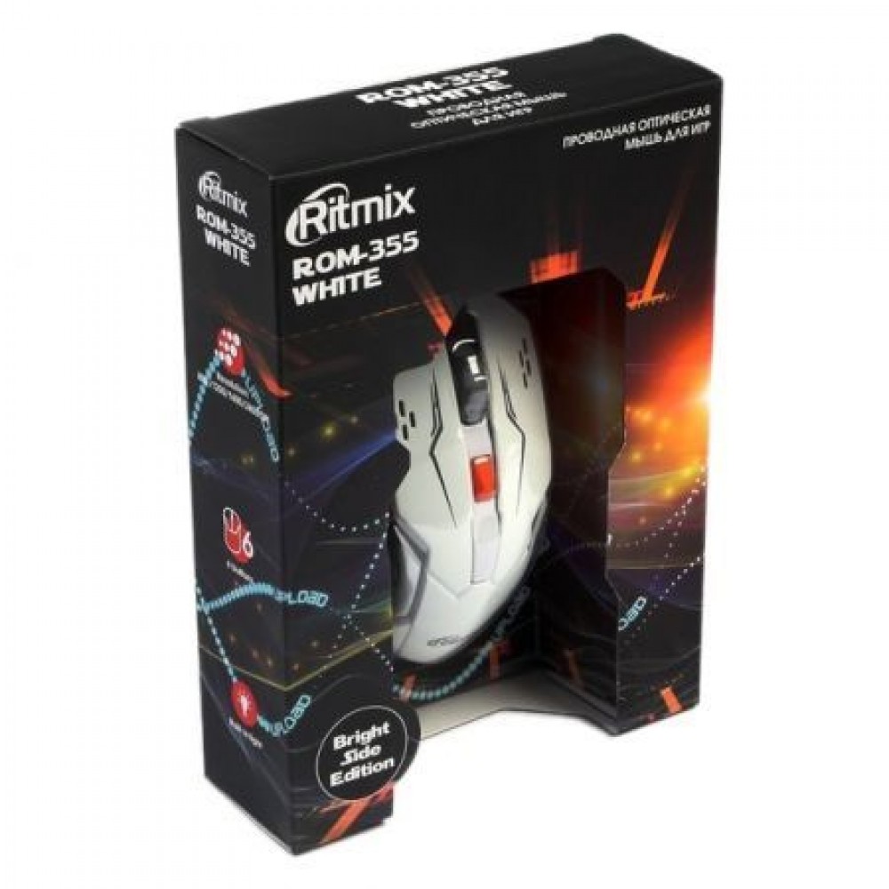 Ritmix rom. Ritmix ROM 355 White. Ritmix мышка игровая. Мышь Ritmix ROM-355, белая,игровая. Разрешение: 800/1200/1600/2400 dpi. USB (1/40). Игровая мышь с подсветкой оптическая игровая Ritmix.