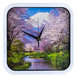Настенные часы Perfeo PF-WC-004, квадратные, 28x28 см, белый корпус / сакура циферблат (PF_C3068)
