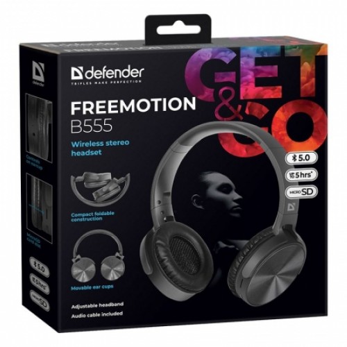 Гарнитура Bluetooth Defender B555 FreeMotion, MP3, накладная, черная (63555)