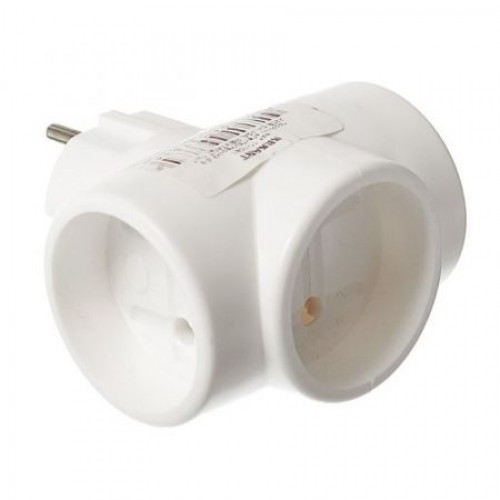 Переходник тройник Rexant, без заземления, белый, 220В 6А (11-1081)