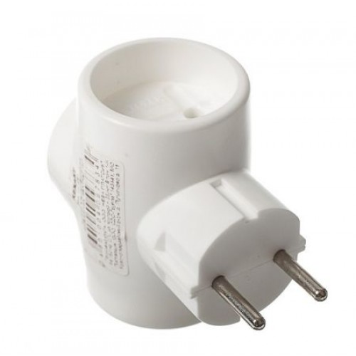 Переходник тройник Rexant, без заземления, белый, 220В 6А (11-1081)