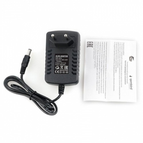 Адаптер питания Gembird NPA-AC9, 12В/2А, штекер 5,5х2,5 мм, положит. полярность (+)