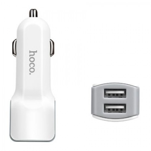 Зарядное автомобильное устройство Hoco Z23 2.4A 2xUSB, белое